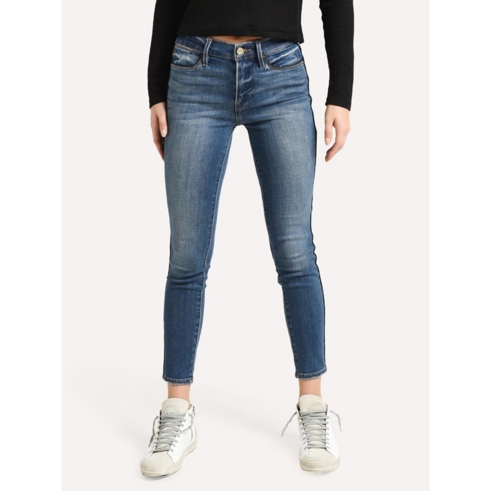 FRAME // le high skinny crop tux side piping super soft stretch denim jeans - Picture 3 of 15